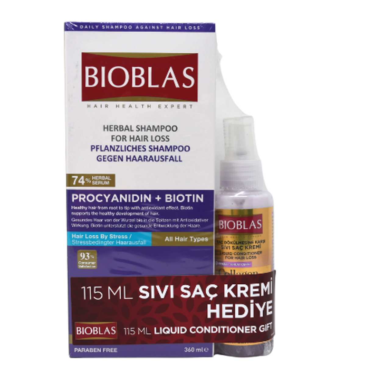 Bioblas - Shampoo for Hair Loss with Procyanidin for Normal, Dry Hair 360ml + Liquid Conditioner 115ml 0494