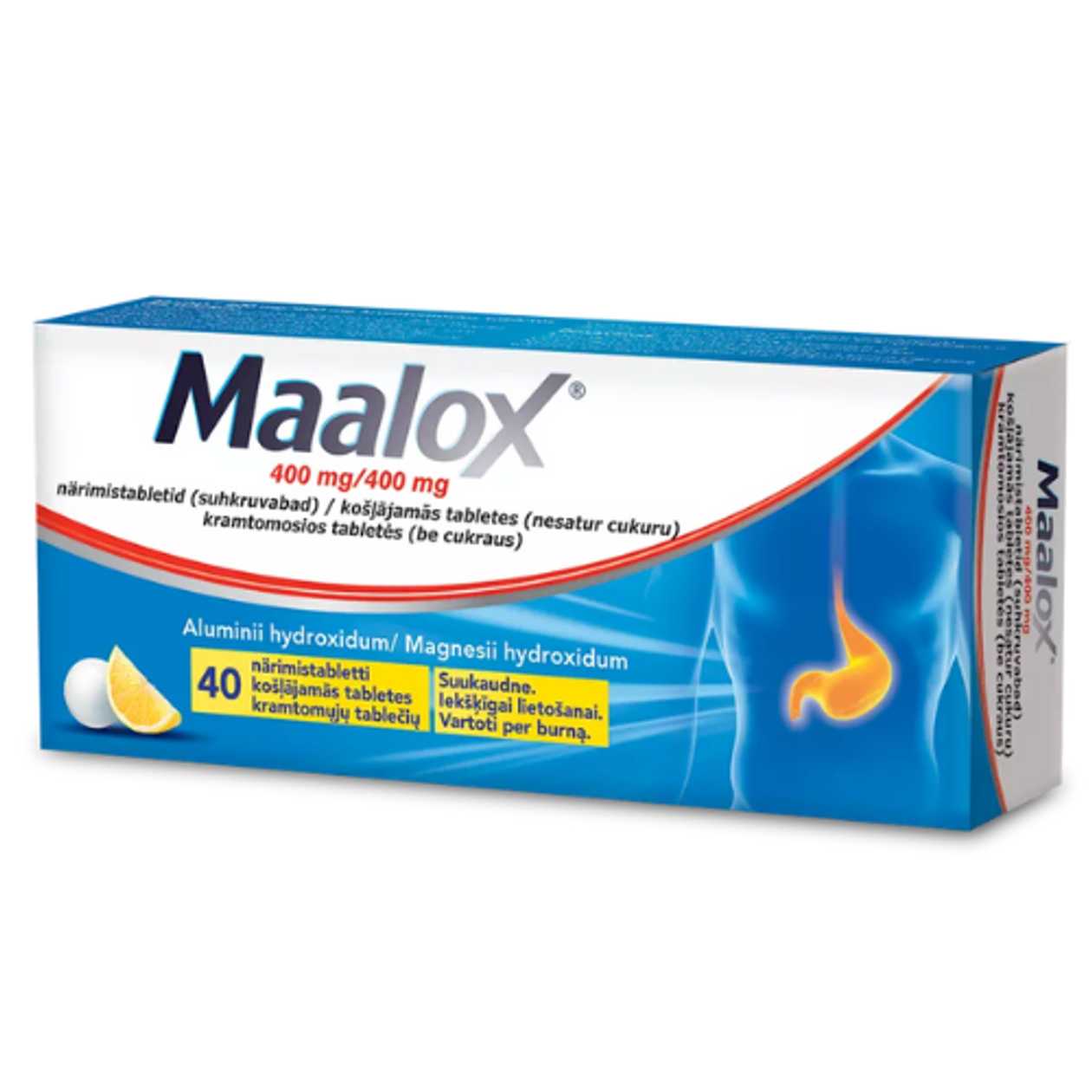 Maalox Chewable Tablets 400mg + 400mg #40