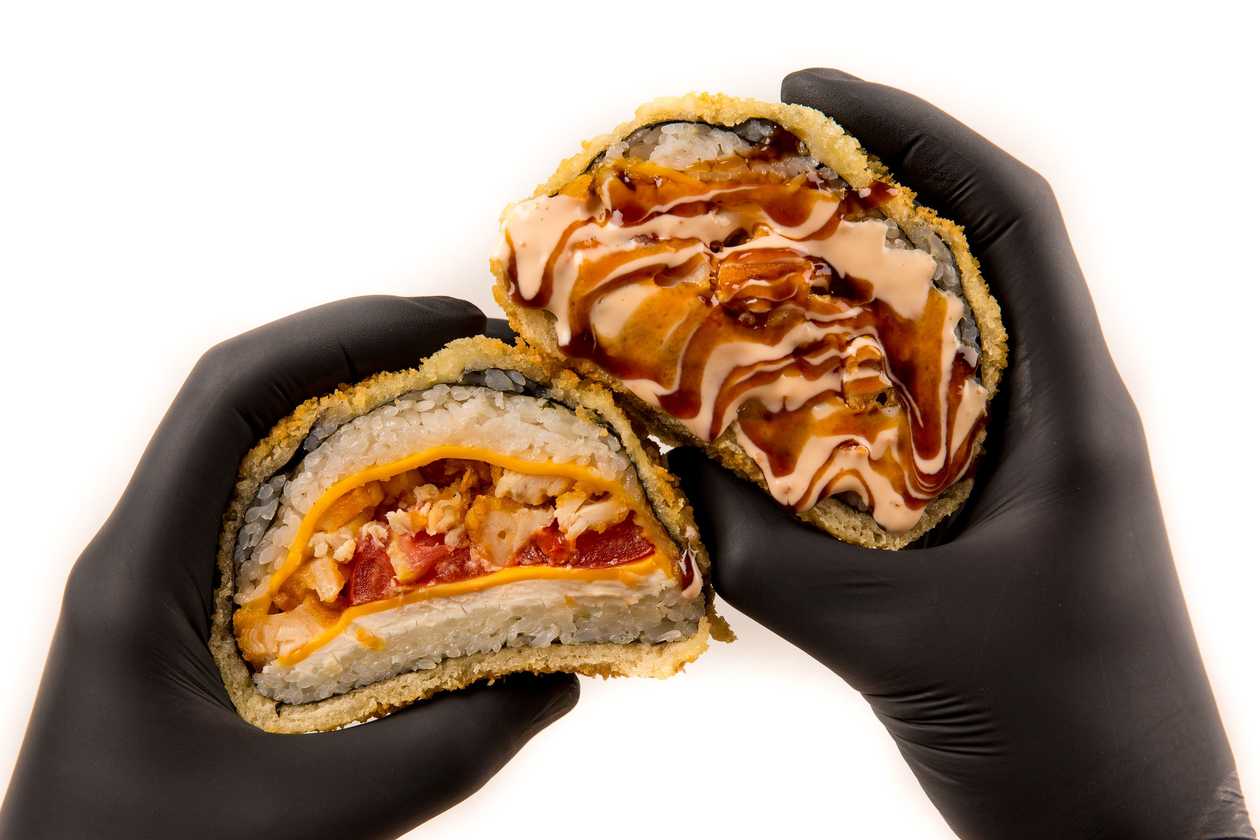 152. Sushi Burger with Chicken and Cheddar Cheese
