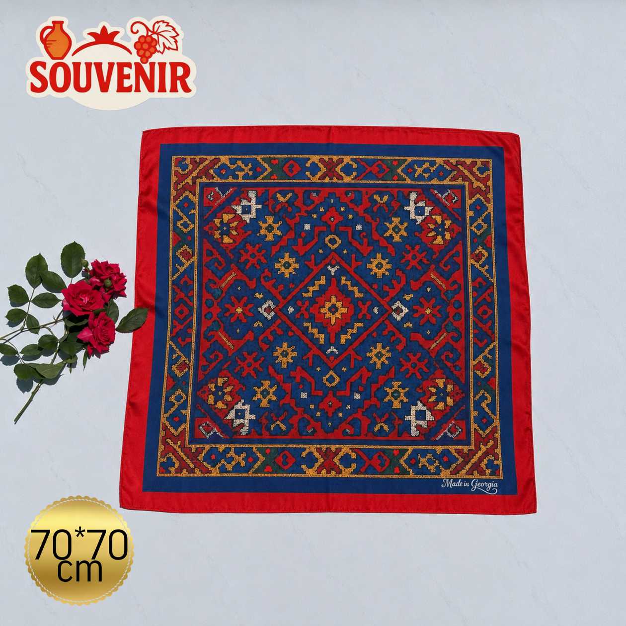 Chiffon scarf souvenir "Georgian pattern" 1pc