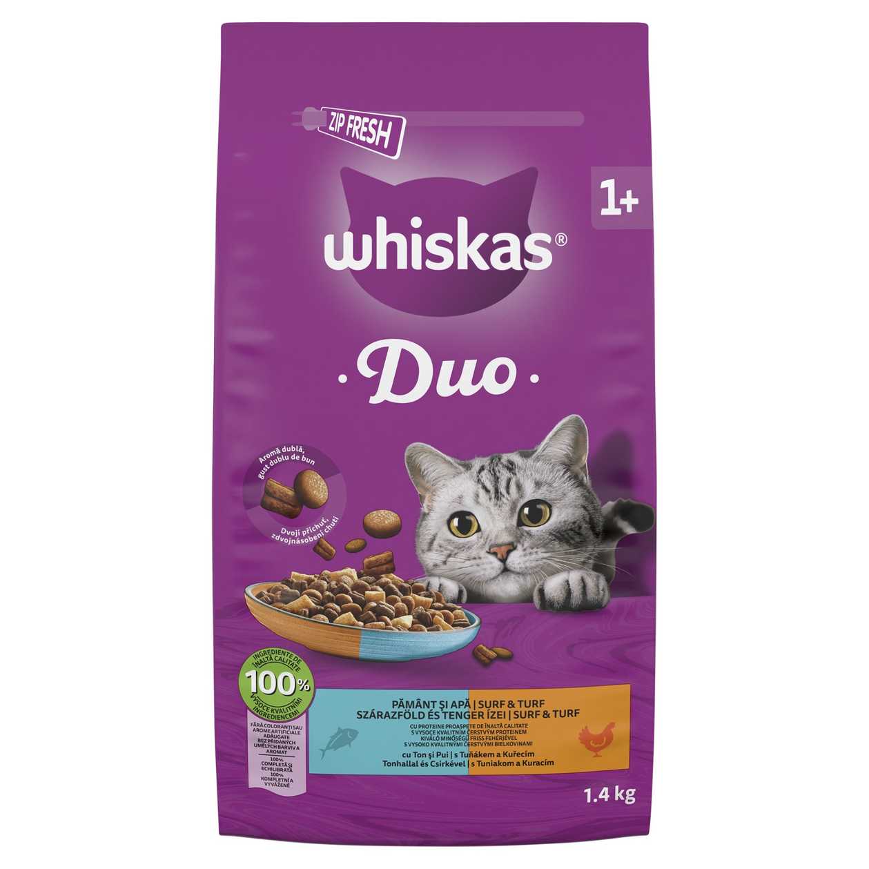 Whiskas Duo Surf & Turf s tuňákem a kuřecím 1,4kg