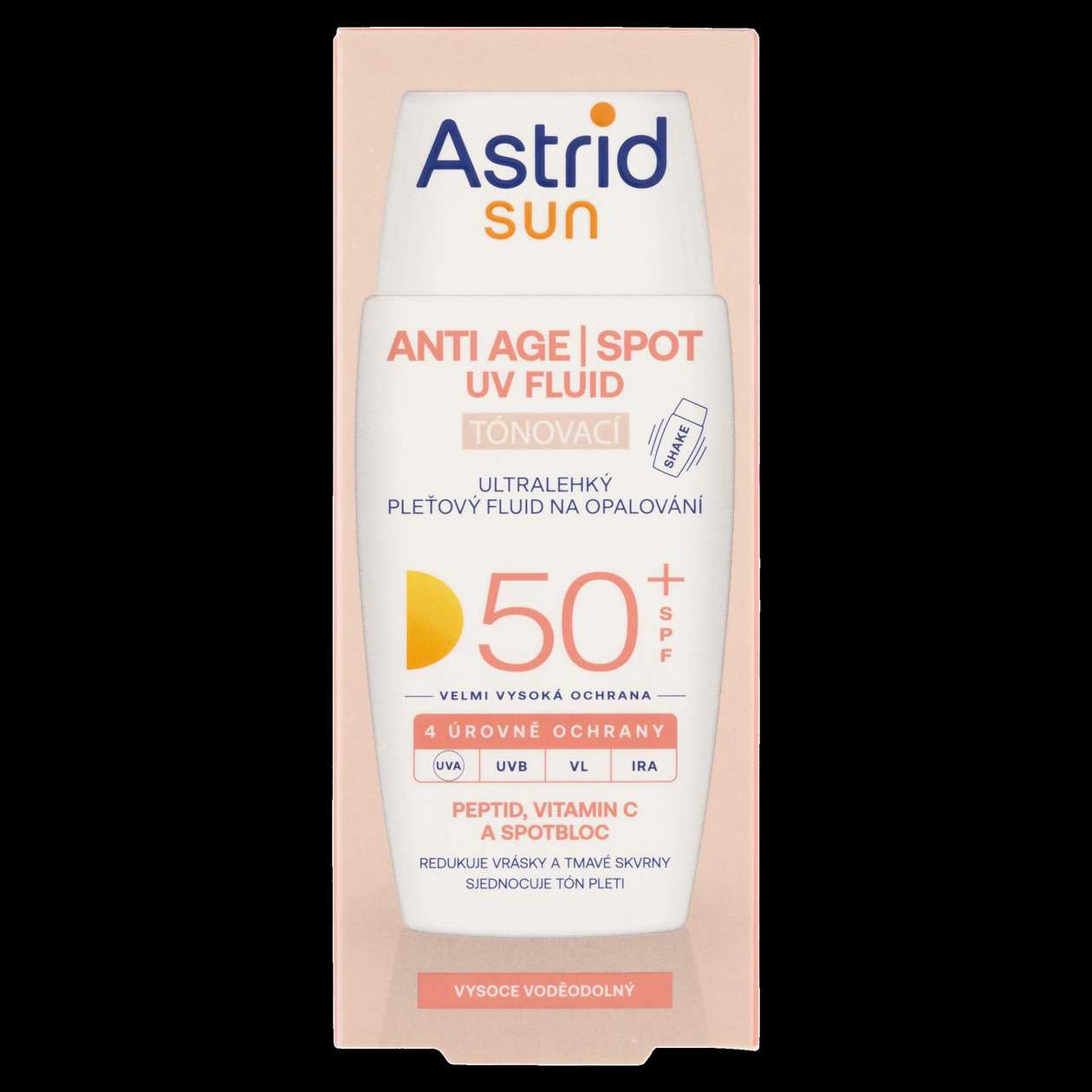 Astrid Sun Anti Age tónovací ultralehký pleťový fluid na opalování SPF 50+ 40ml