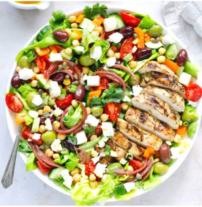 Mediterranean Greek Salad with Grilled Chicken