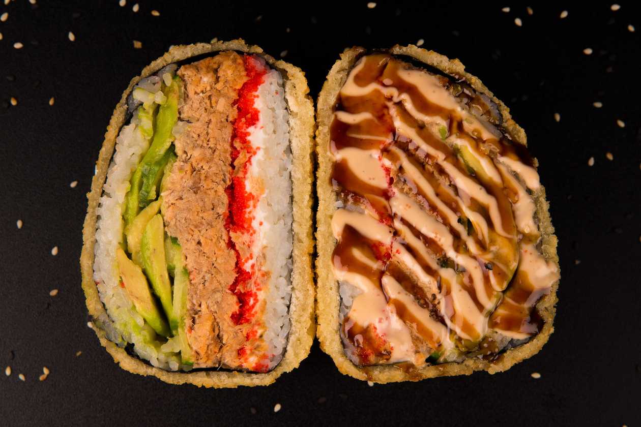 Sushi Burger with Fried Salmon