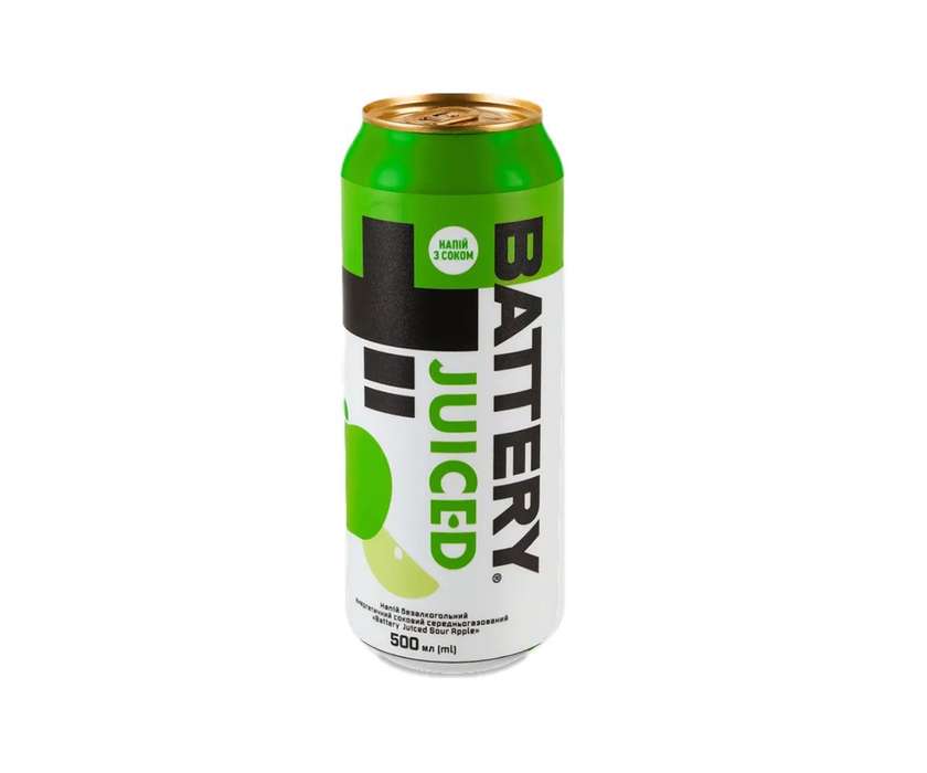 Battery Juiced Sour Apple Energy Drink 0.5L Can