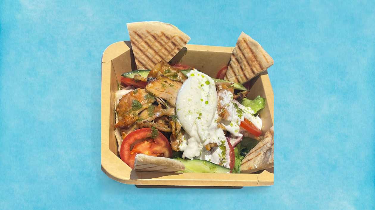 Burrata Chicken Gyros Salad