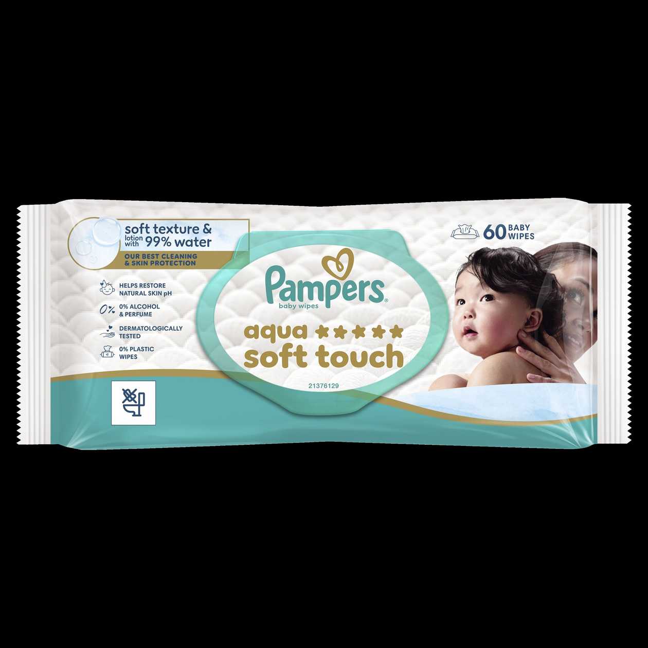 Pampers Aqua Soft Touch Baby Dětské Čisticí Ubrousky, 1 Balení 60 Ubrousků Čisticích Ubrousků