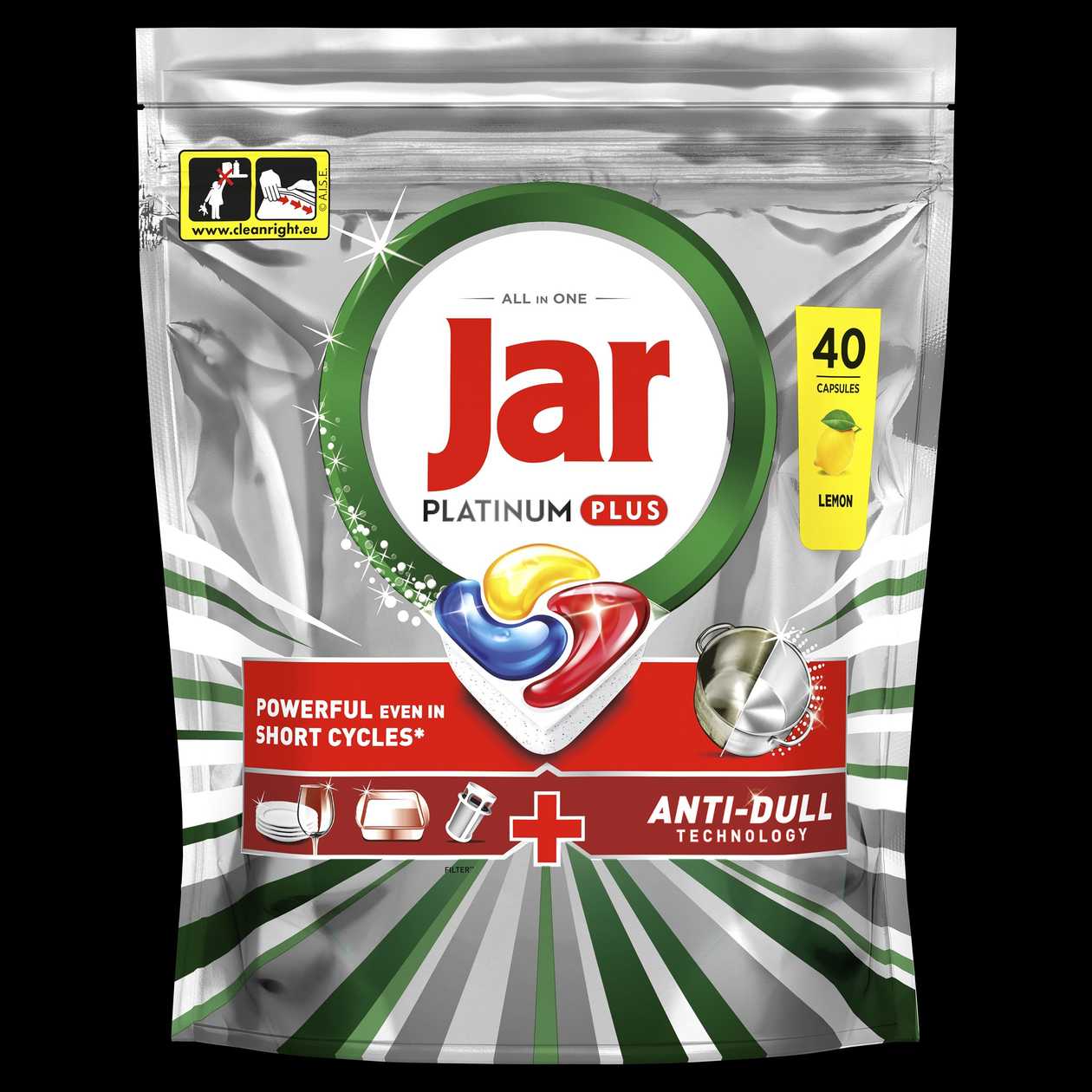 Jar Platinum Plus Kapsle Do Myčky Nádobí, Lemon, , 40 Kapsle,  Výkonný I Během Krátkých Cyklů