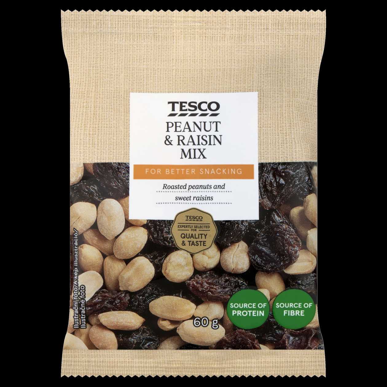 Tesco Směs pražených arašídů a rozinek 60g