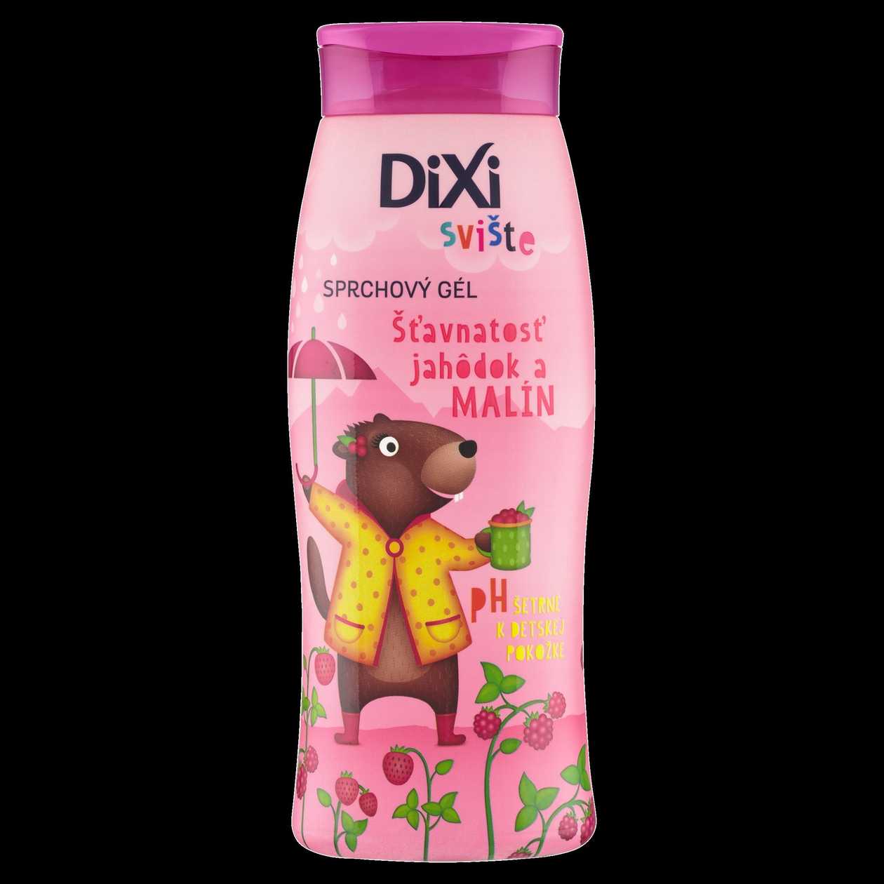 Dixi Svište sprchový gel šťavnatost jahůdek a malin s vůní čerstvých jahůdek a malin 400ml