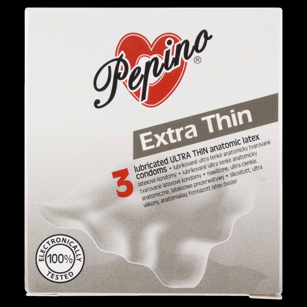 Pepino Extra Thin lubrikované ultra tenké anatomicky tvarované latexové kondomy 3 ks