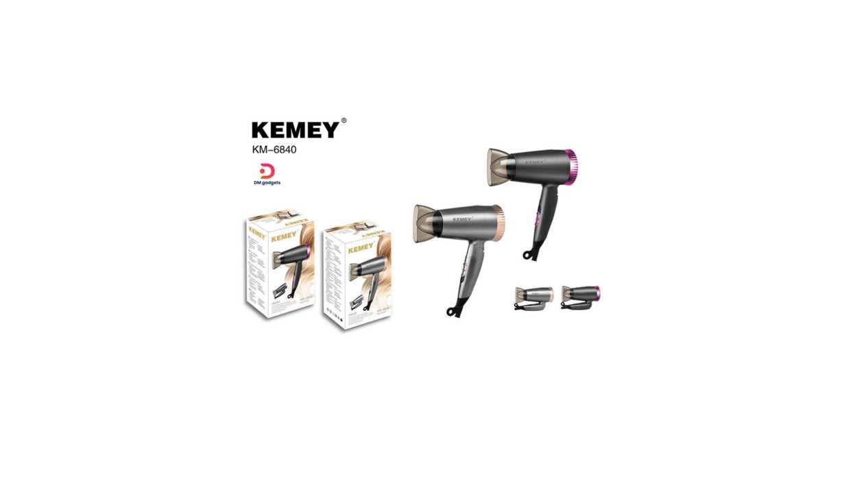 #700W29#KEMEY®KM-6840 1000W/Motor Speed 19,000RPM Mini Folding Hairdryer /4 Gear Set Flexibly -Beige