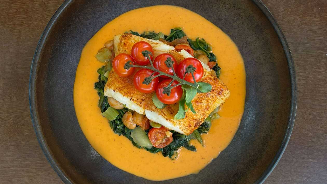 Oven-baked halibut