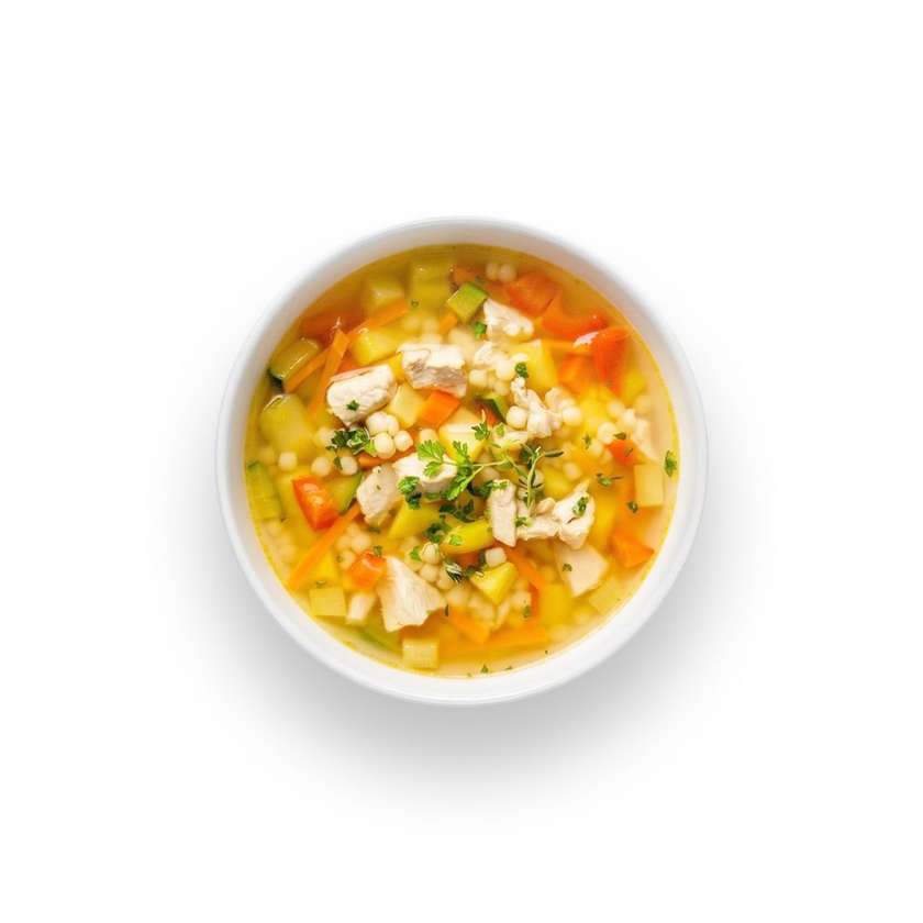 Aromatic chicken soup with noodles