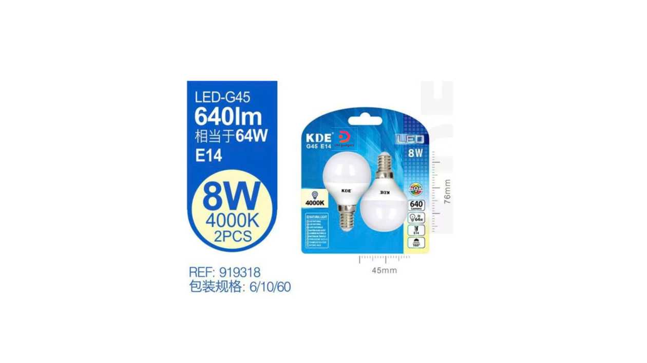 #460F#KDE®2x E14 LED G45 8-watt 4000K Natural White