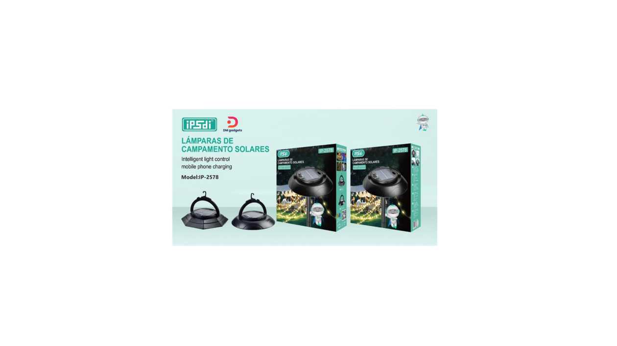 #406AF#iPSdi®IP-2578 Solar Lamp/Intelligent Light Control/Mobile Phone Charging - Black