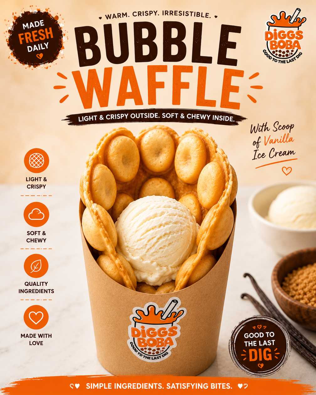 Vanilla Ice Cream with Bubble Waffle