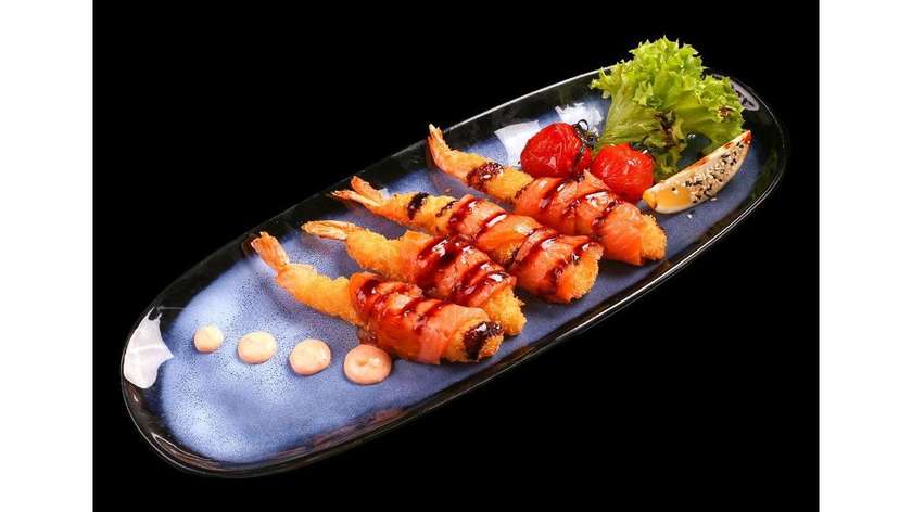 Shrimp Tempura with Smoked Salmon