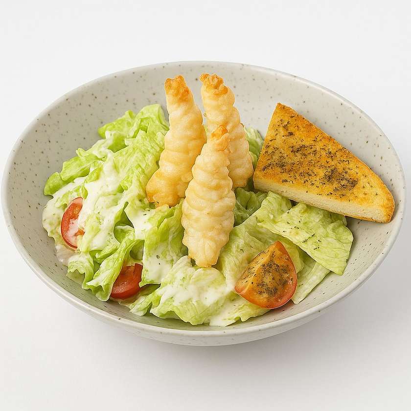 Caesar Salad with Tiger Prawns