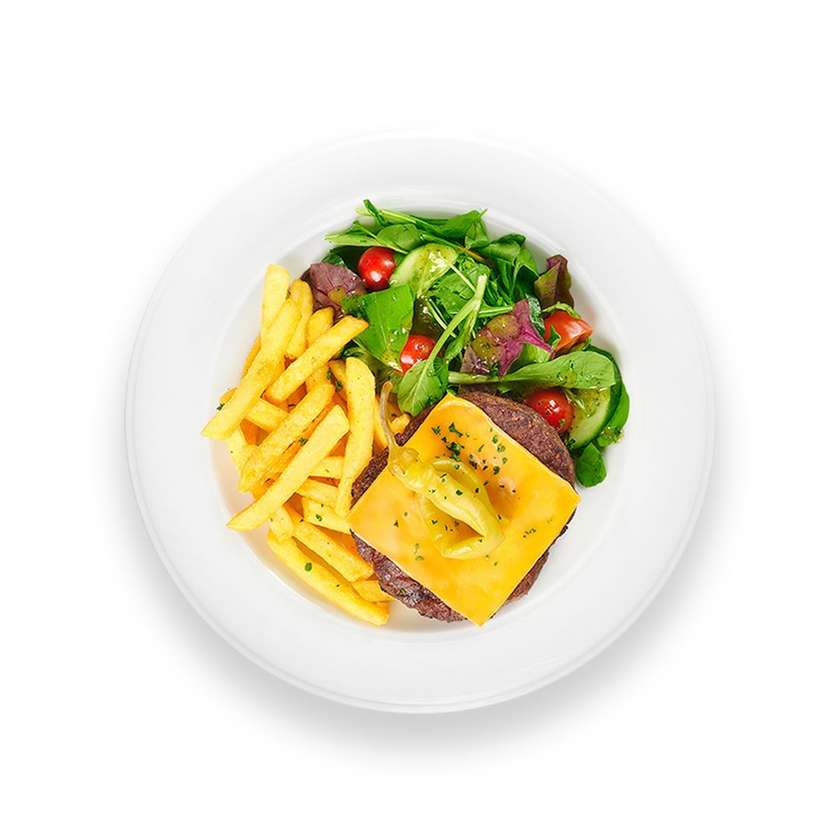 Naked jautienos mėsainis su cheddar sūriu