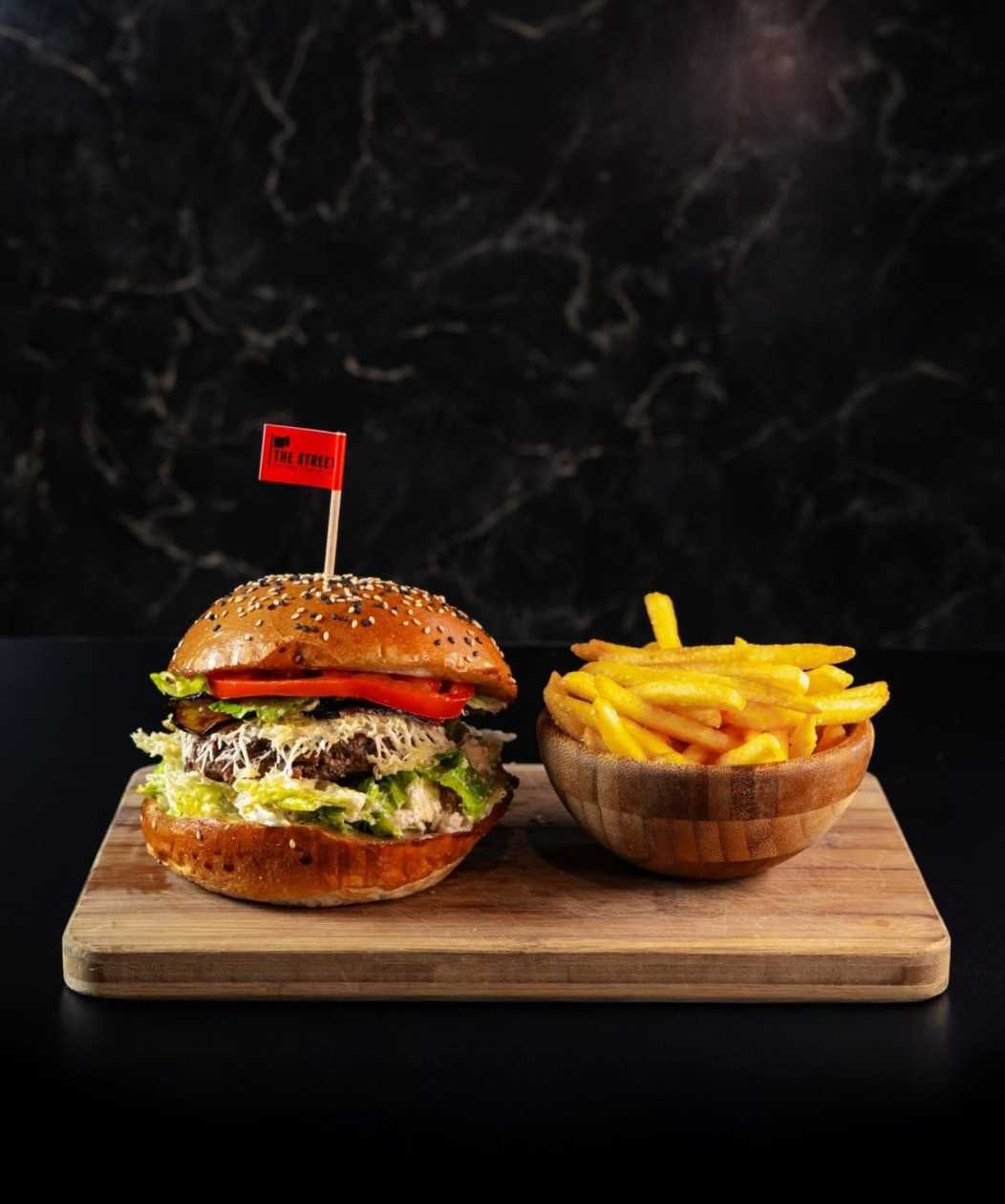 Vegetarian Caesar burger
