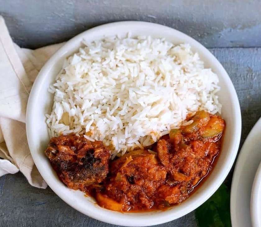 Plain Rice With Stew