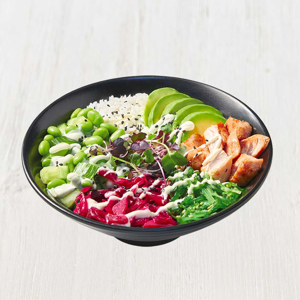 Poke bowl kuře s wasabi majonézou