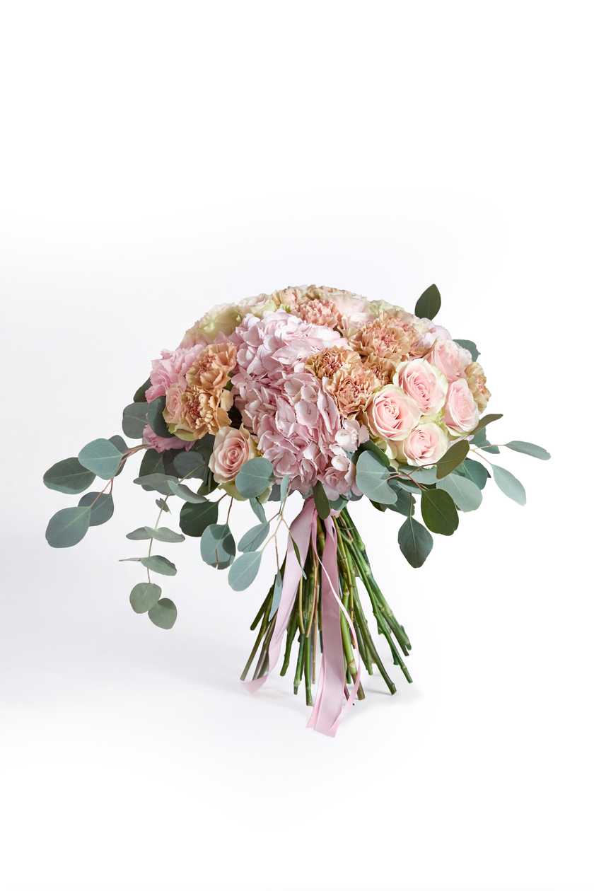 Hydrangea, Roses, and Eucalyptus