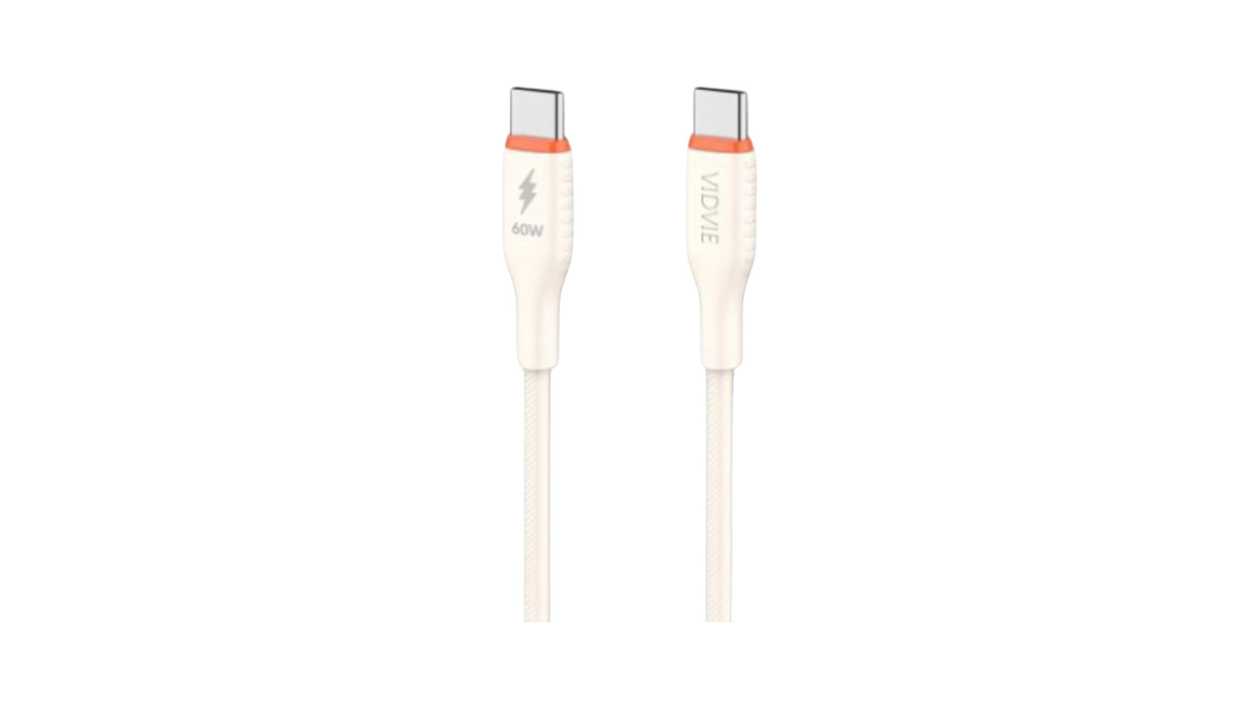 Vidvie CB4050, Type C to Type C Cable 60W, White, 6970280940751