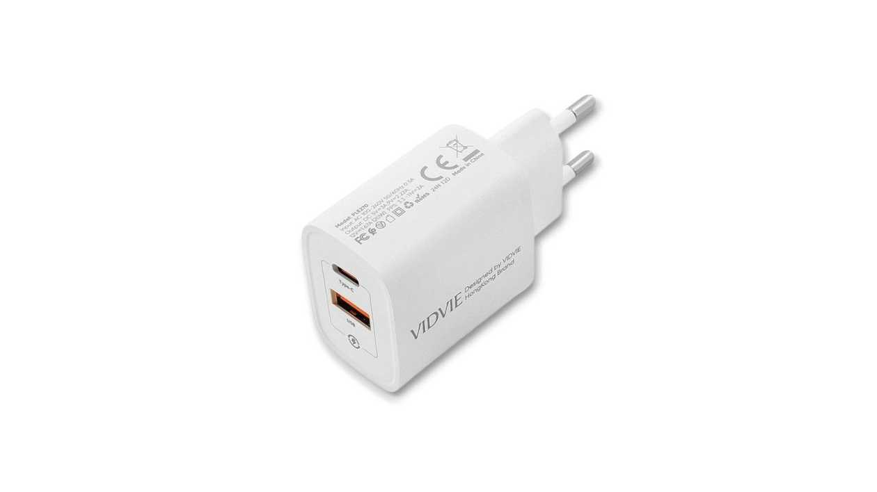 Vidvie PLE273, 20W Type C and USB Adapter, White, 6972169859901