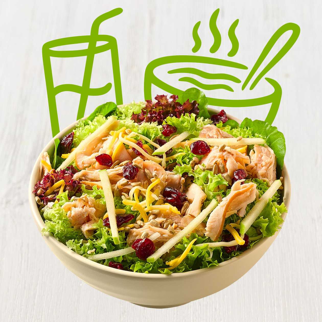 Menu salát uzené kuře, medovo-hořčičná zálivka