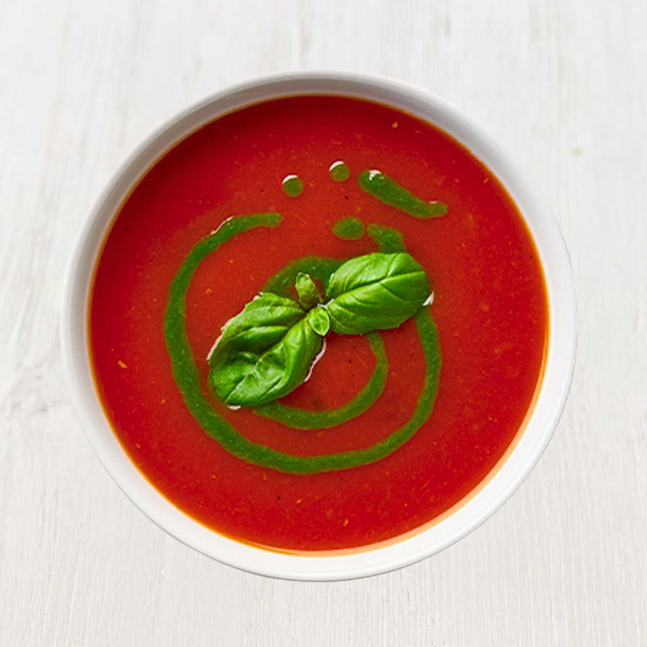 Tomatová s bazalkovým dipem