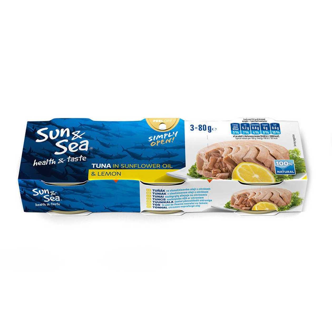 Ton bucati in ulei si lamaie Sun&Sea 3 x 80 g