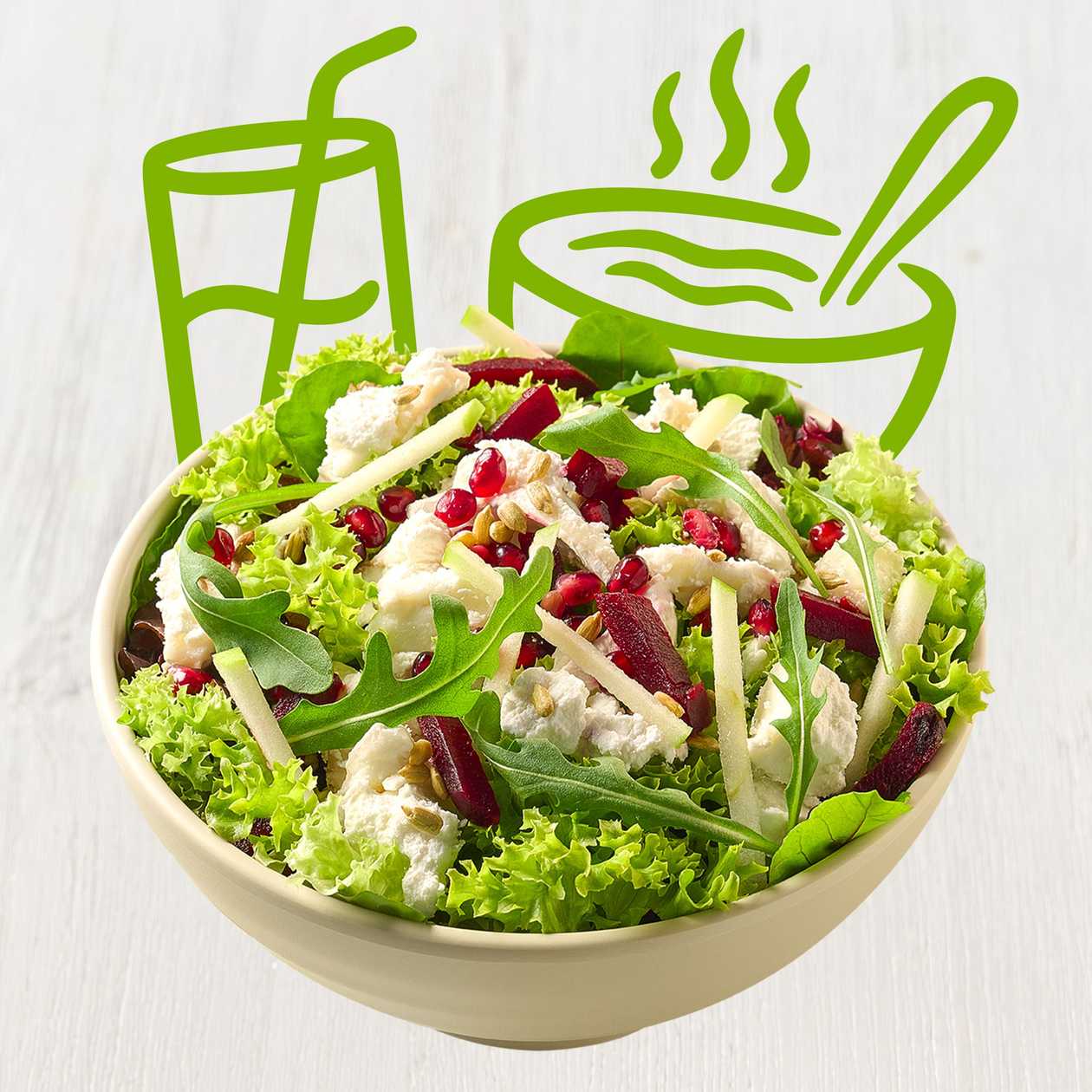 Menu salát kozí sýr, medovo-hořčičná zálivka