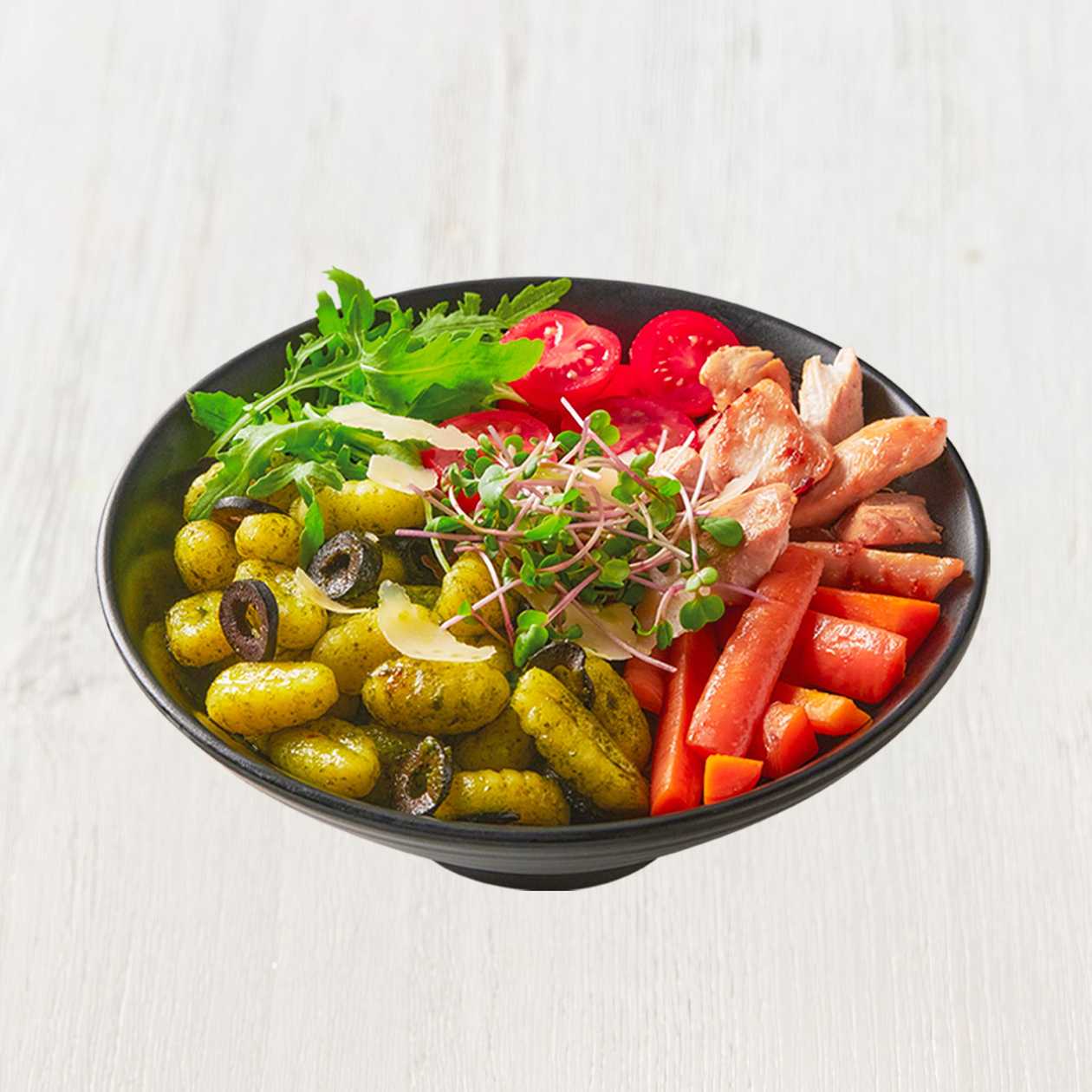 Bazalkový bowl noky s kuřetem