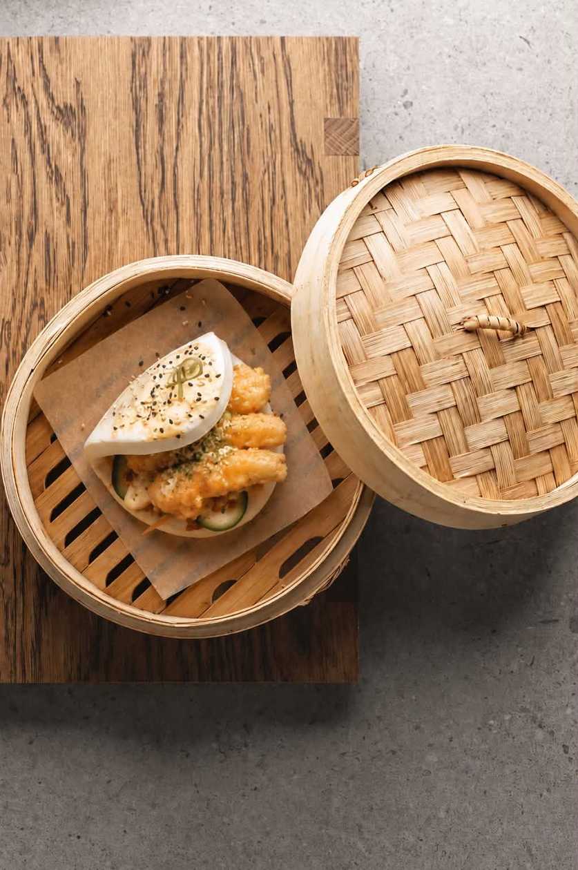Bao with shrimp tempura
