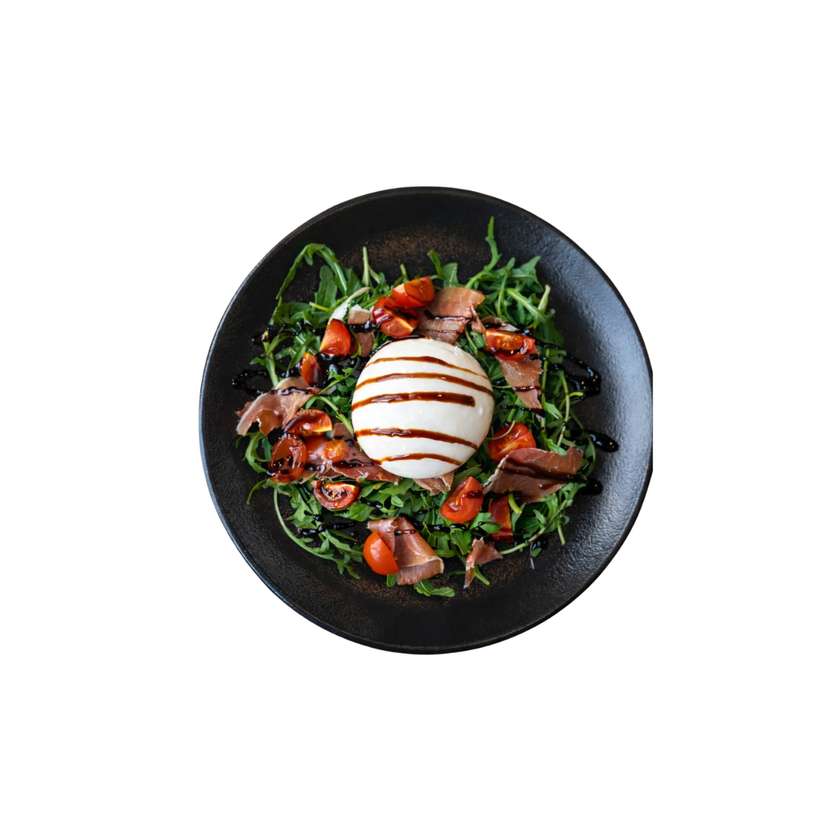 Burrata salad (with prosciutto)