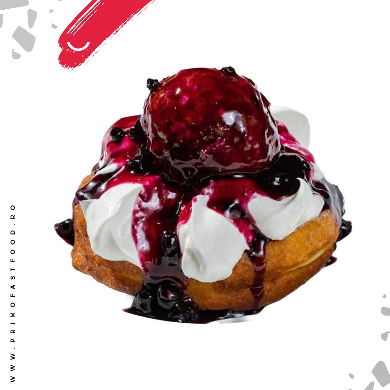 Cheese Doughnuts with Blueberry Jam and Sour Cream