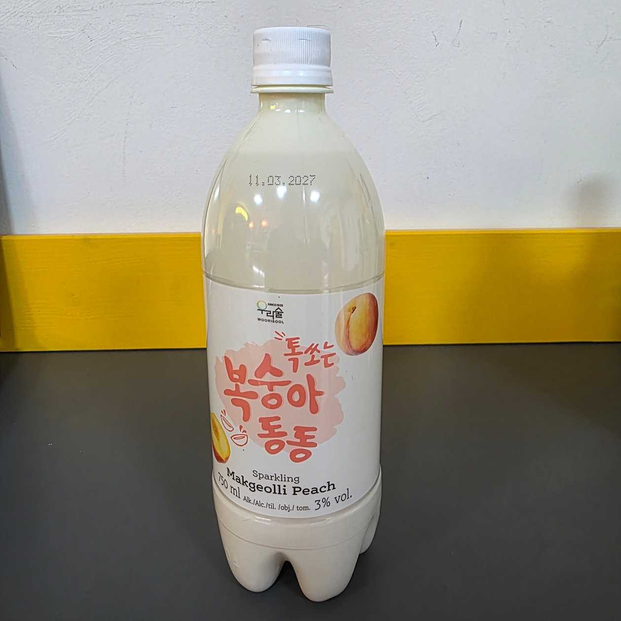 Peach Makgeolli Rice Wine (3% Alc.) 750ml