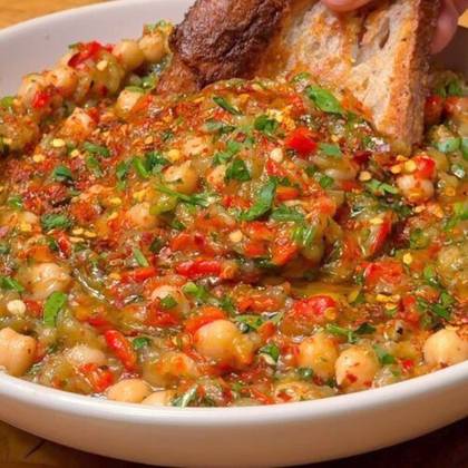 Roasted Eggplant and Chickpea Salad