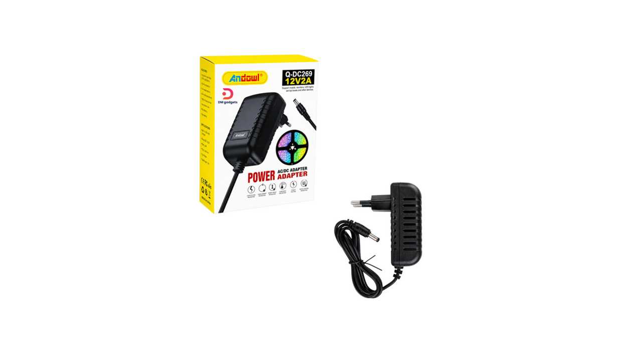 #391G#Andowl®Q-DC269 12V 2A AC/DC Power Adapter with DC Plug for LEDs and Electronic Devices -Black
