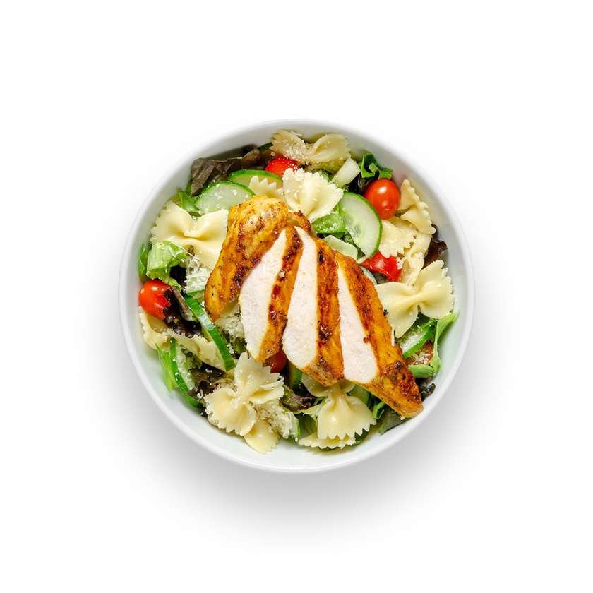 Salad with grilled chicken and Farfalle pasta