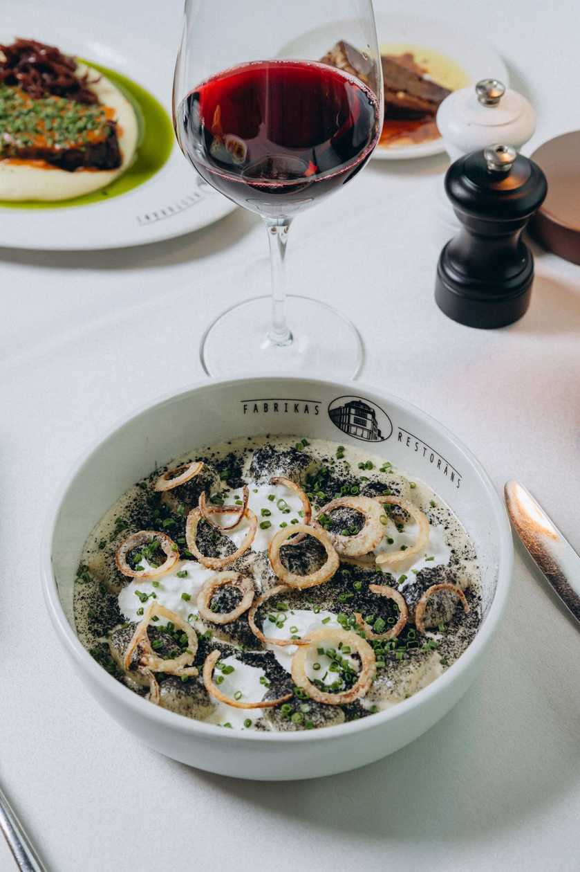 Gnocchi made from charcoal-roasted potatoes