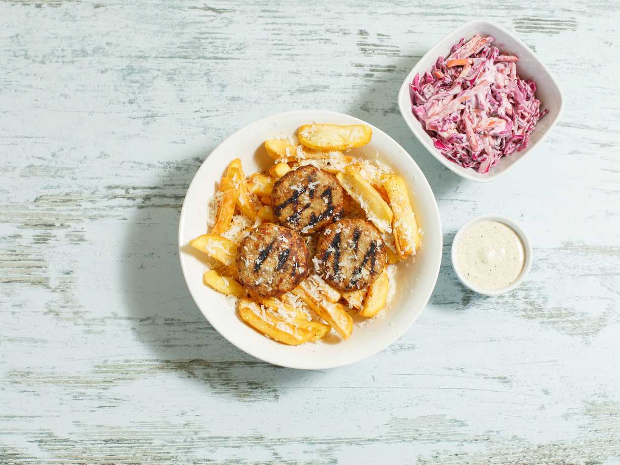 Μπιφτέκια Κοτόπουλο Fries Bowl