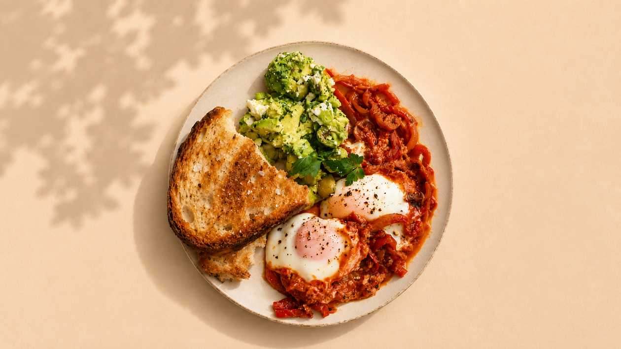 Shakshuka served with salad