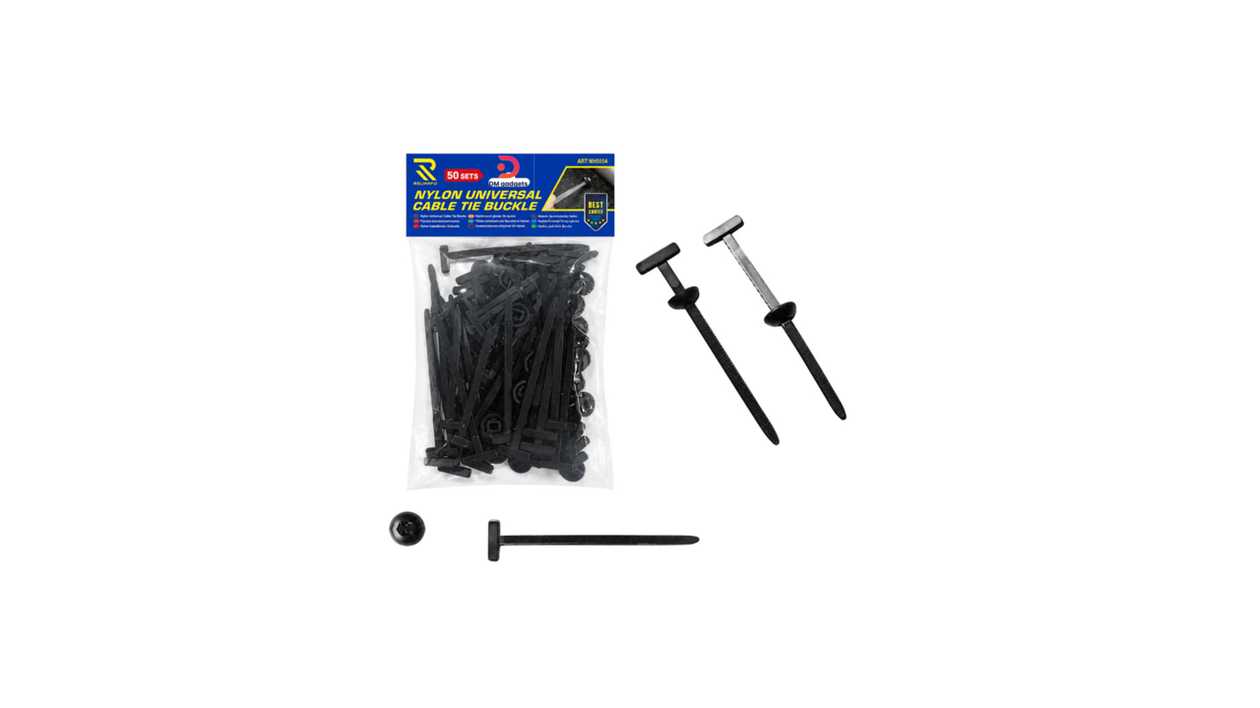 #643G#Rchang®50-Piece Nylon Cable Tie Buckle Set W18114 – Black