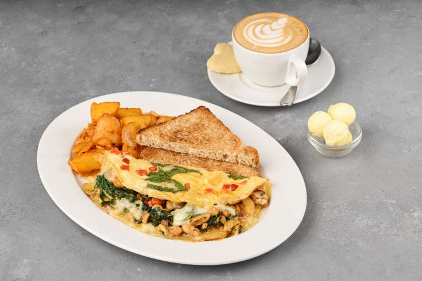 Chicken & Spinach Frittata Fold + Sgl Hot Beverage/Small Juice