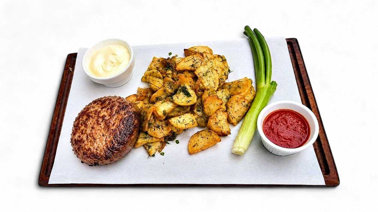 Beef Cutlet with Pan-Fried Potatoes and Onions