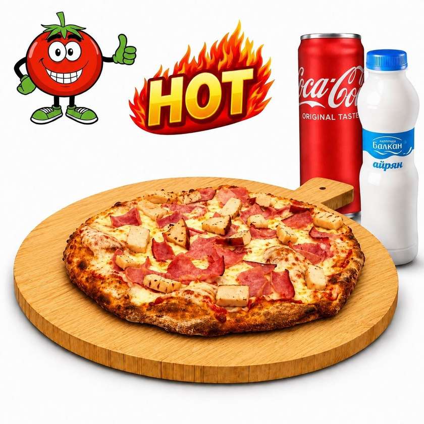 Protein Pizza with two types of meats 25 sm 1 pc + 1 drink