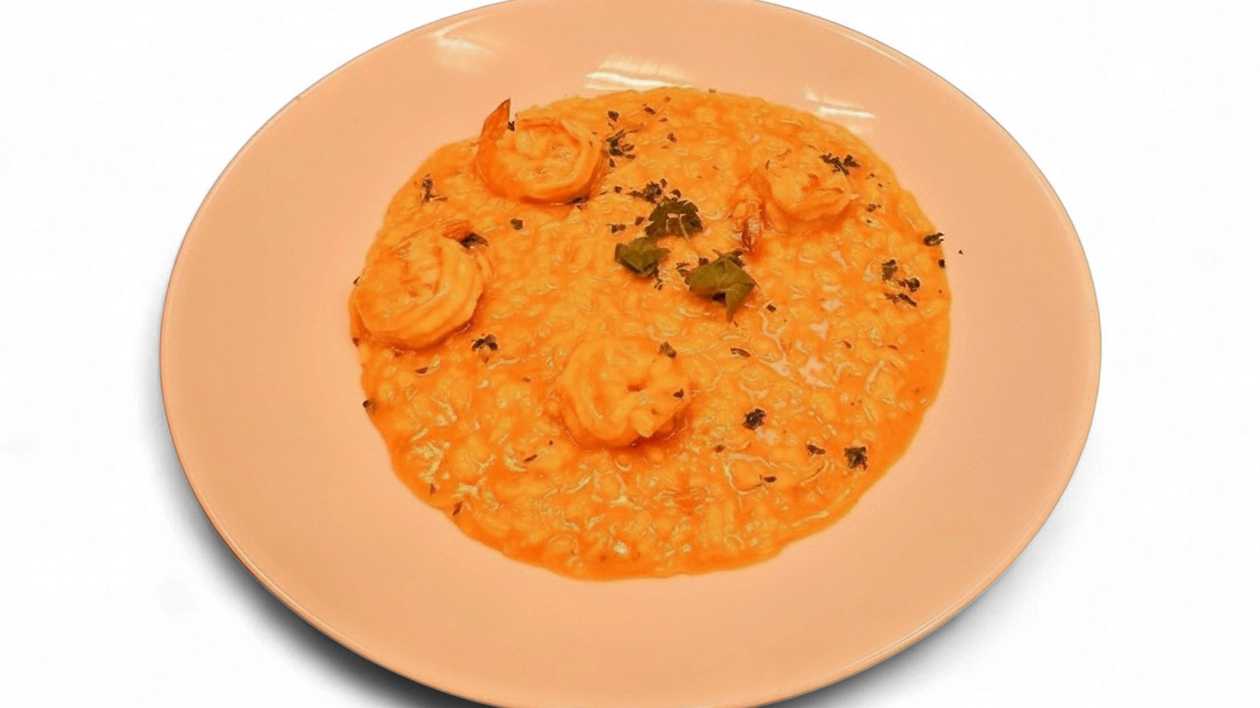 Risotto with Pumpkin Cream and Prawns
